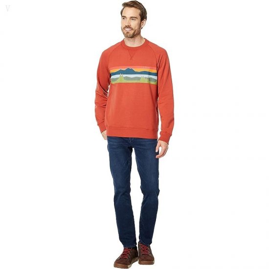 L.L.Bean Camp Crew Neck Graphic Regular Rust Orange/Colorbars ID-TjDEq2Iv