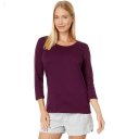 L.L.Bean Pima Cotton Shaped Jewelneck Tee 3/4 Sleeve Royal Plum ID-jJMmlkhZ