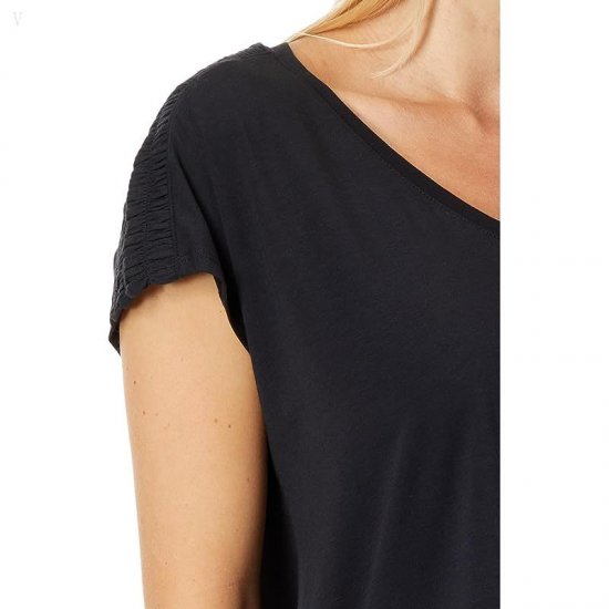 L.L.Bean Petite Beyond Soft Short Sleeve V-Neck Tee Midnight Black ID-3FuoqtNN