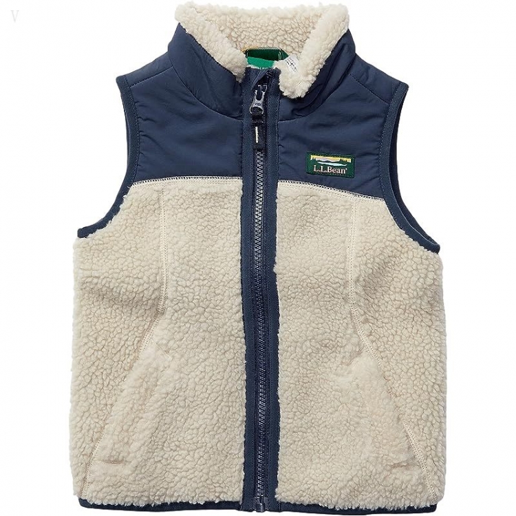 L.L.Bean Sherpa Fleece Vest (Toddler) Soapstone/Carbon Navy ID-puosP8f2 - Click Image to Close