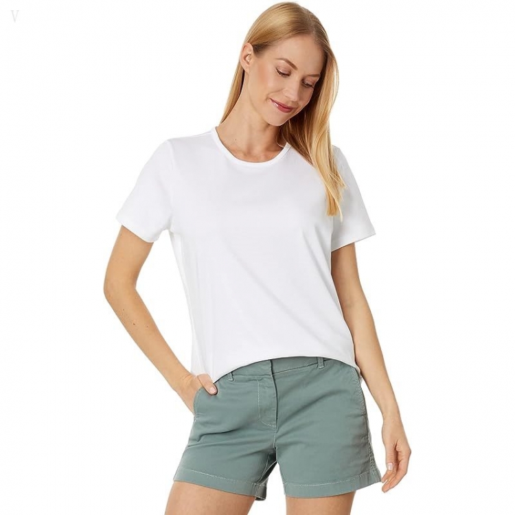 L.L.Bean Petite Pima Crew Neck Short Sleeve White ID-kpOTg7Fr - Click Image to Close