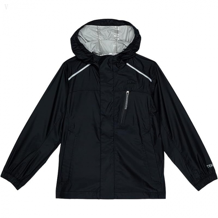 L.L.Bean Trail Model Rain Jacket Color-Block (Little Kids) Black ID-znxezlFm - Click Image to Close