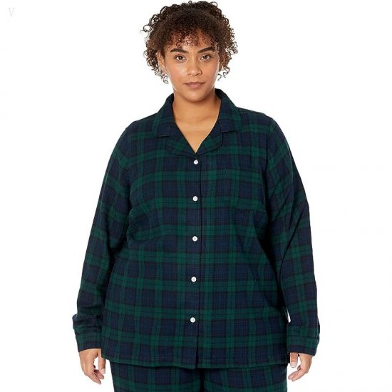 L.L.Bean Plus Size Scotch Plaid Flannel Pajamas Plaid Black Watch ID-RAbKkgYd