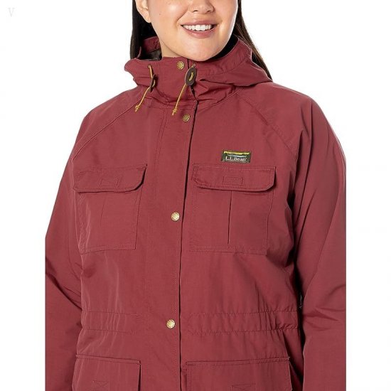 L.L.Bean Plus Size Mountain Classic Water Resistant Jacket Burgundy ID-4d8aaHPm