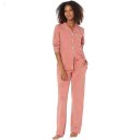 L.L.Bean Super Soft Shrink-Free Button Front Pajama Set Stripe Deep Coral ID-u9k1fbKb