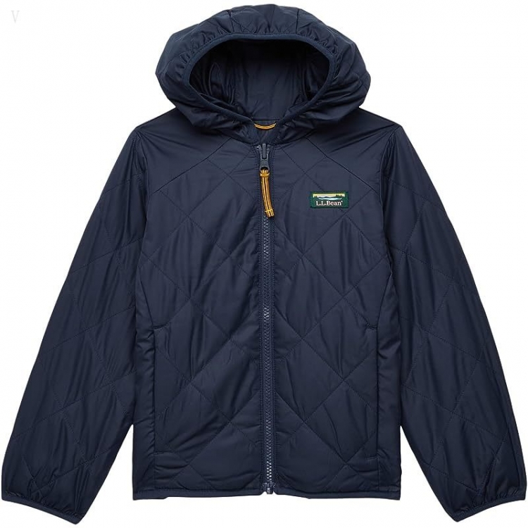 L.L.Bean Mountain Bound Reversible Hooded Jacket (Little Kids) Carbon Navy/Soapstone ID-2UICSshY - Click Image to Close