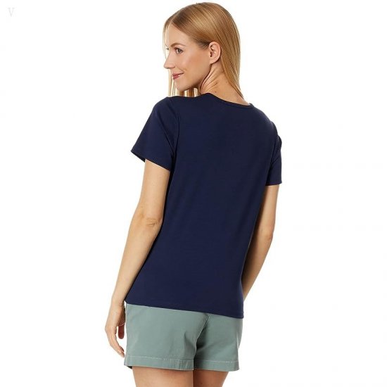 L.L.Bean Petite Pima Crew Neck Short Sleeve Raven Blue ID-eCP13j8J