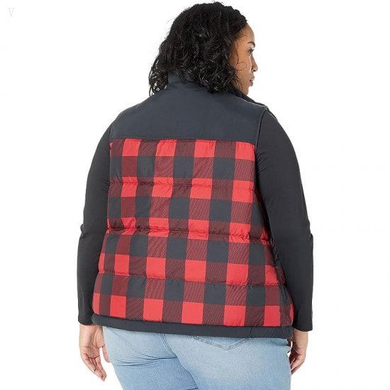 L.L.Bean Plus Size Mountain Classic Down Vest Print Rich Red Buffalo Plaid ID-NlzkZBCy