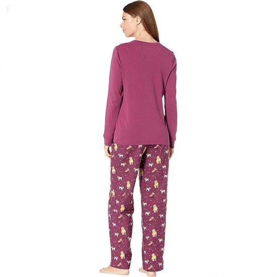 L.L.Bean Cozy Pajama Set Print Bramble Berry Dog ID-FlyBTaYq