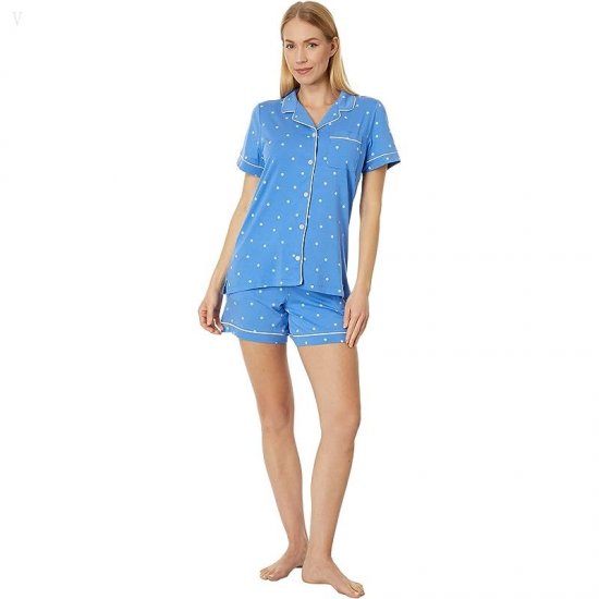 L.L.Bean Super Soft Shrink-Free Shorts Set Print Arctic Blue Medallion Dot ID-C7e6rT9y