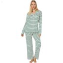 L.L.Bean Super Soft Shrink-Free Button Front Pajama Set Stripe Emerald Spruce ID-WMAnMvzP