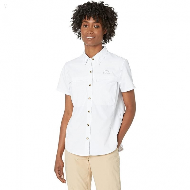 L.L.Bean Petite Tropicwear Shirt Short Sleeve White ID-lgkSN2zS - Click Image to Close