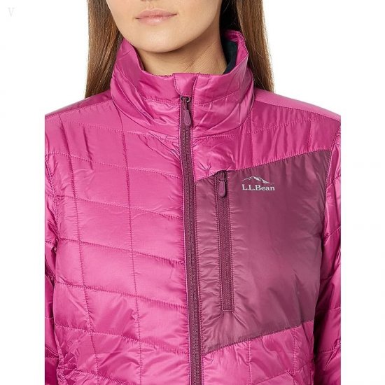 L.L.Bean Petite Primaloft Packaway Hooded Jacket Sugarplum/Bramble Berry ID-yjHk8U8G