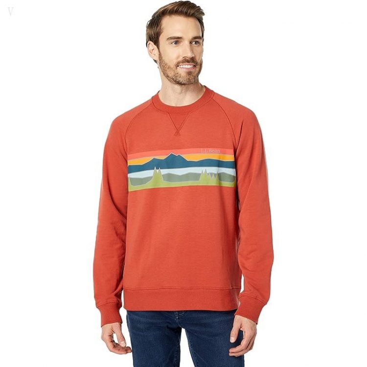 L.L.Bean Camp Crew Neck Graphic Regular Rust Orange/Colorbars ID-TjDEq2Iv - Click Image to Close