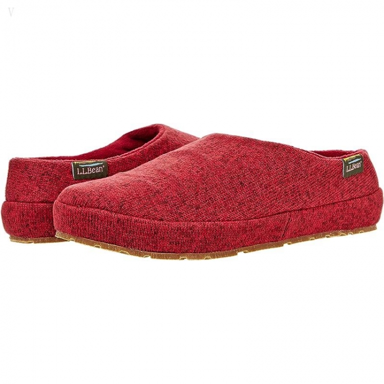 L.L.Bean Sweater Fleece Slipper Scuff II Mountain Red ID-UMWYHS5E - Click Image to Close