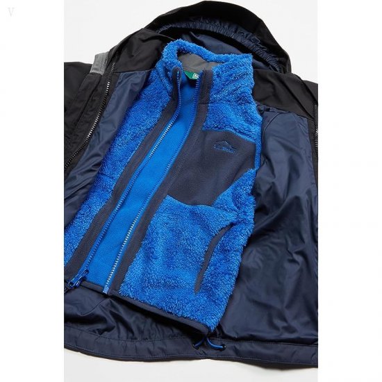 L.L.Bean Fleece Lined Color-Block 3-in-1 (Little Kids) Black/Deep Sapphire ID-ktIrVcRX