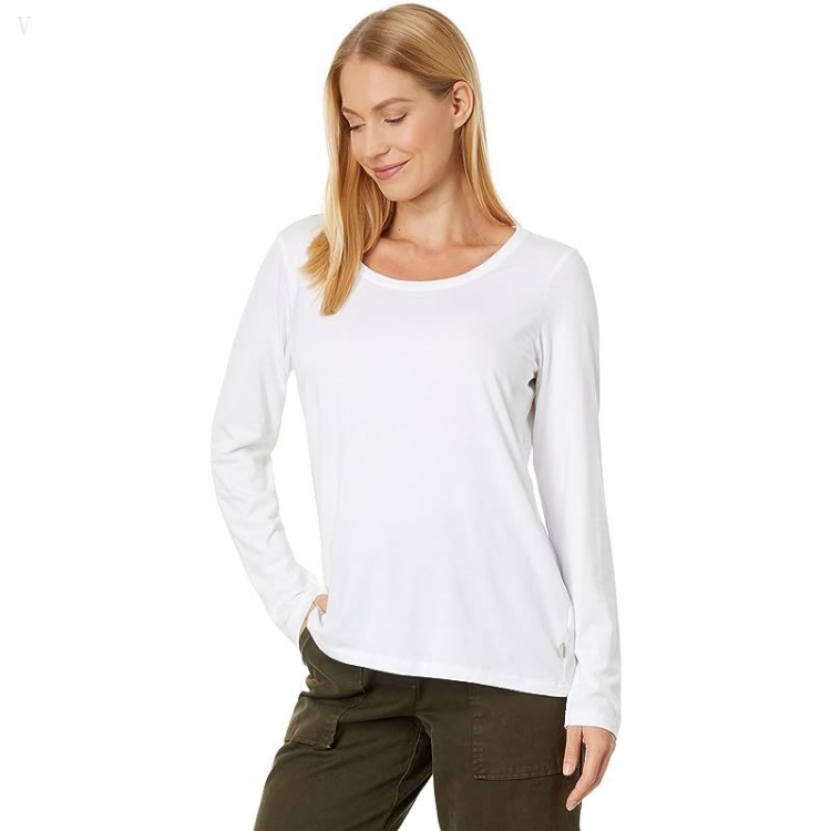 L.L.Bean Soft Stretch Supima Tee Scoop Neck Long Sleeve White ID-VXnZ0bQB - Click Image to Close