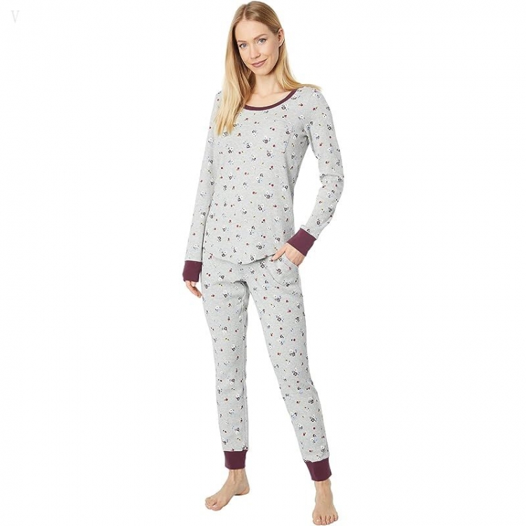 L.L.Bean Mini Waffle Lounge Set Print Gray Heather Floral ID-eIzPCHSH - Click Image to Close