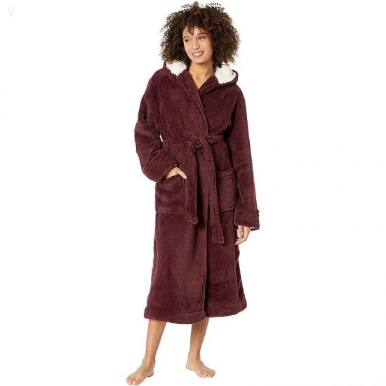 L.L.Bean Wicked Plush Robe Black Plum ID-x4J0D1Bx