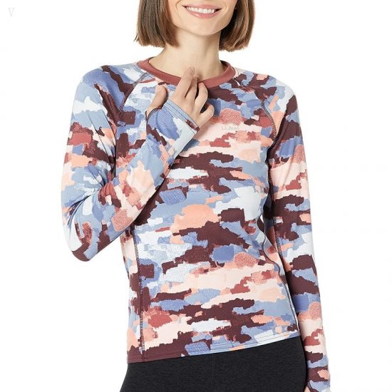 L.L.Bean Petite Midweight Baselayer Crew Long Sleeve Print Rosewood Camo ID-GLzWsQbe