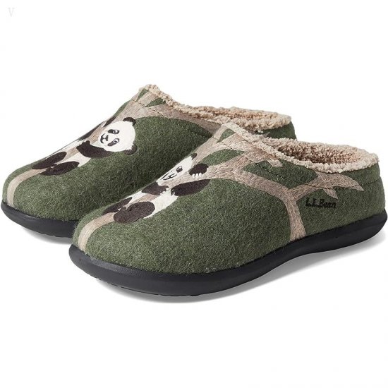 L.L.Bean Daybreak Scuffs Motif Green/Baby Panda ID-s3EItsVF