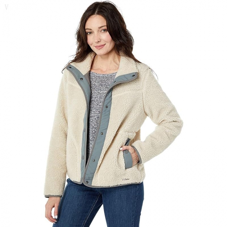 L.L.Bean Bean's Sherpa Fleece Jacket Soapstone ID-jEbriWse - Click Image to Close