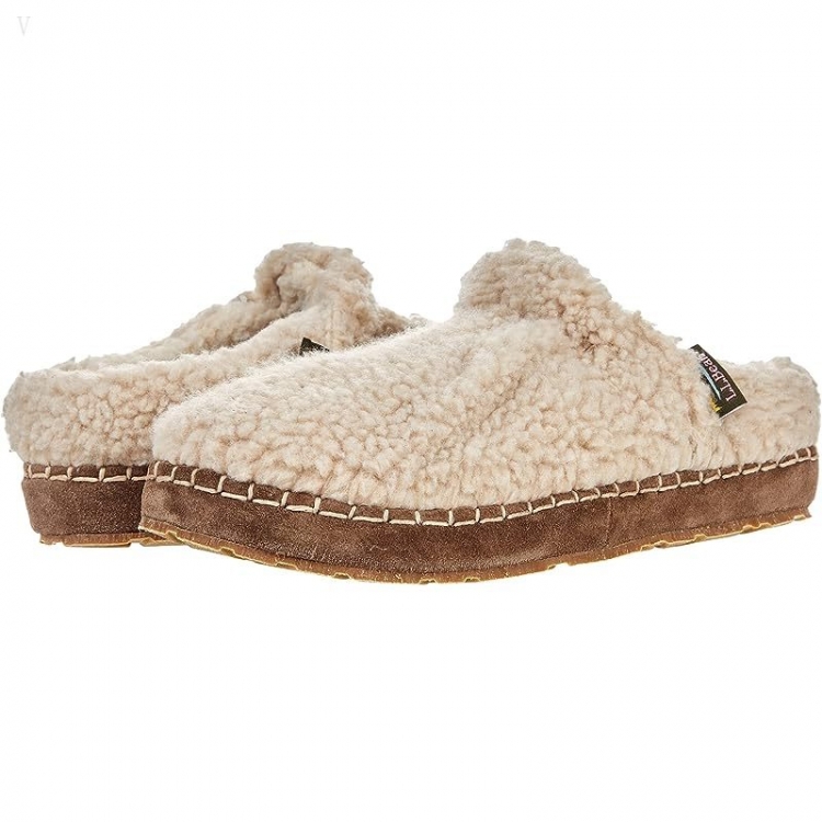 L.L.Bean Cozy Slipper Slide Pile Fleece Natural/Bright Navy ID-r0nyAi70 - Click Image to Close