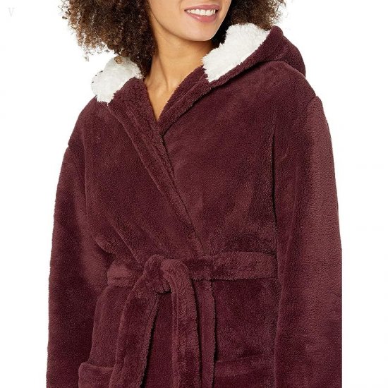 L.L.Bean Wicked Plush Robe Black Plum ID-x4J0D1Bx