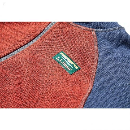 L.L.Bean Bean\'s Sweater Fleece Hooded Color-Block (Big Kids) Bright Navy/Cayenne ID-UFu3Bmk9