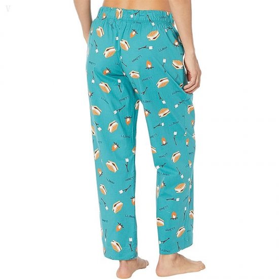 L.L.Bean Petite Springtime Sleep PJ Set Blue/Green S\'mores ID-sKUrn8zh