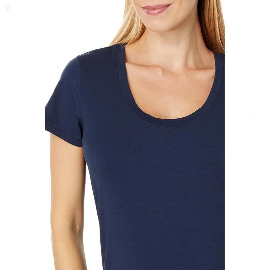 L.L.Bean Petite Soft Stretch Supima Tee Scoop Neck Short Sleeve Classic Navy ID-io9sipMc