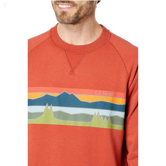 L.L.Bean Camp Crew Neck Graphic Regular Rust Orange/Colorbars ID-TjDEq2Iv