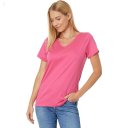 L.L.Bean Pima Tops Shaped V-Neck Short Sleeve Tee Azalea ID-uQ02pdIf