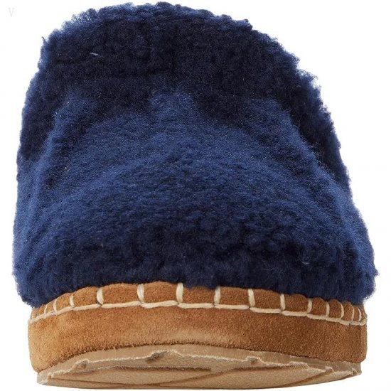 L.L.Bean Cozy Slipper Slide Pile Fleece Bright Navy/Dark Plum ID-n98EX6Go