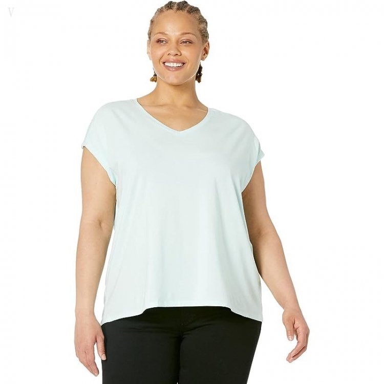 L.L.Bean Plus Size Beyond Soft Short Sleeve V-Neck Tee Nautical Aqua ID-6Eb8c52K - Click Image to Close