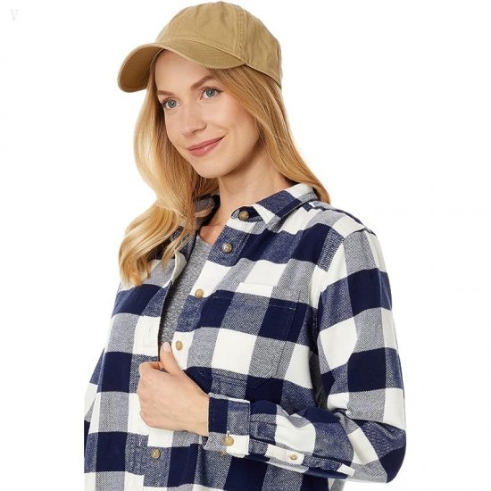 L.L.Bean Petite Organic Flannel Shirt Plaid Bright Navy ID-2RQv7GjP