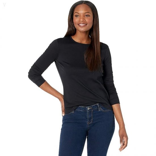 L.L.Bean Pima Crew Neck Long Sleeve Black ID-T5SabiNA