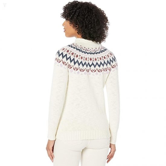 L.L.Bean Cotton Ragg Sweater Funnel Neck Pullover Fair Isle Cream Fair Isle ID-yXbrJCzM