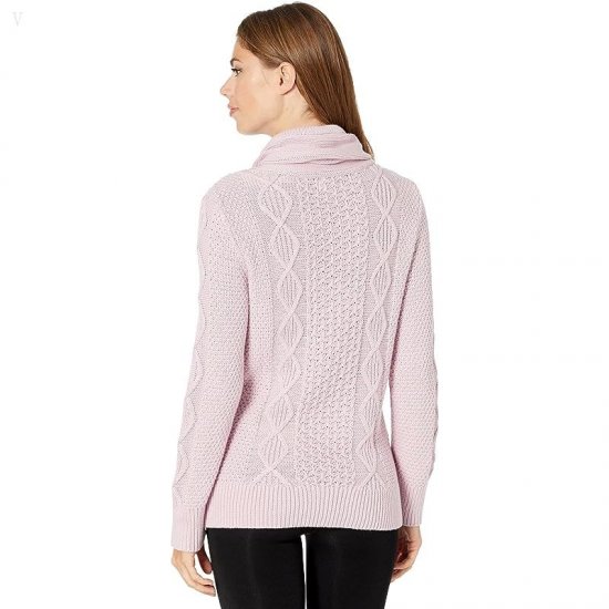 L.L.Bean Signature Cotton Funnel Neck Sweater Light Mauve ID-GG247SNM