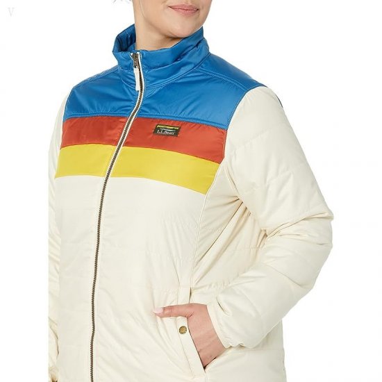 L.L.Bean Plus Size Mountain Classic Puffer Jacket Color-Block Marine Blue/Natural ID-QOiytyrw