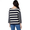 L.L.Bean Heritage Mariner Boatneck 3/4 Sleeve Classic Navy/Sailcloth Blocked Stripe ID-1uXkJkwF