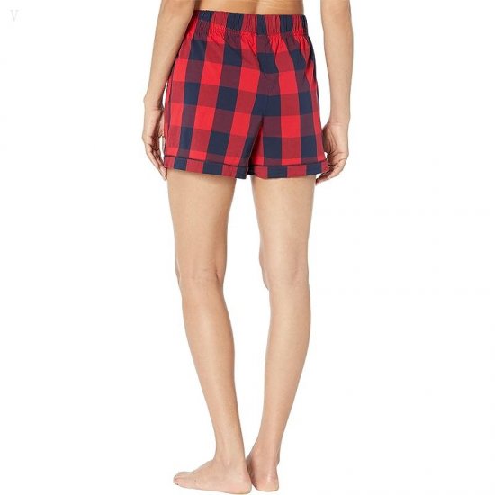 L.L.Bean Springtime Sleep Pajama Shorts Set Bright Red Plaid ID-5dBkSdrH