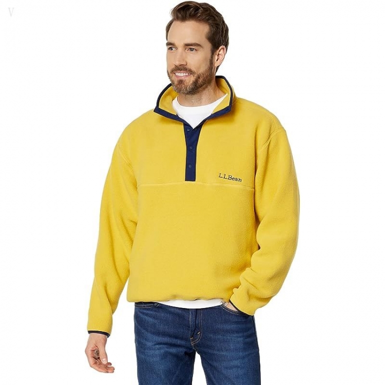 L.L.Bean Bean's Classic Snap Fleece Pullover Print Adults Field Gold ID-yTNU29z2 - Click Image to Close