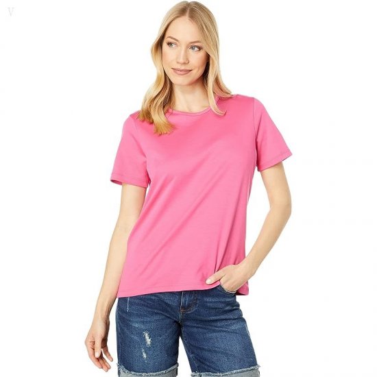 L.L.Bean Pima Crew Neck Short Sleeve Azalea ID-YEVvTEhK