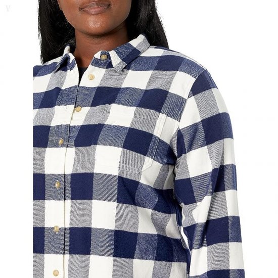 L.L.Bean Organic Flannel Shirt Plaid Bright Navy ID-nftGR3ul