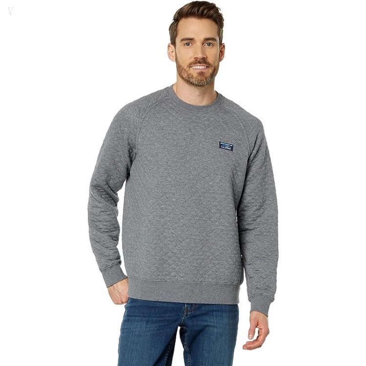 L.L.Bean Quilted Crew Neck Regular Gray Heather ID-2xjR0x2o - Click Image to Close