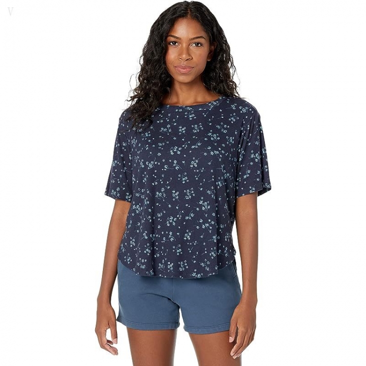 L.L.Bean Petite Restore Sleep Top Print Carbon Navy Print ID-DAvdjEa0 - Click Image to Close