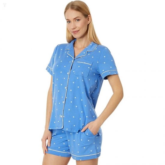 L.L.Bean Super Soft Shrink-Free Shorts Set Print Arctic Blue Medallion Dot ID-C7e6rT9y