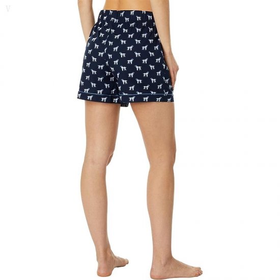 L.L.Bean Springtime Sleep Pajama Shorts Set Classic Navy Buffalo Dog ID-XkN656In