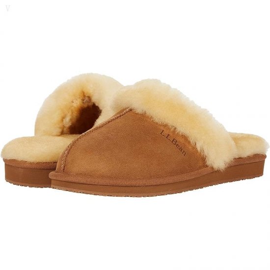 L.L.Bean Wicked Good Shearling-Lined Slides Brown ID-sRIVURVu